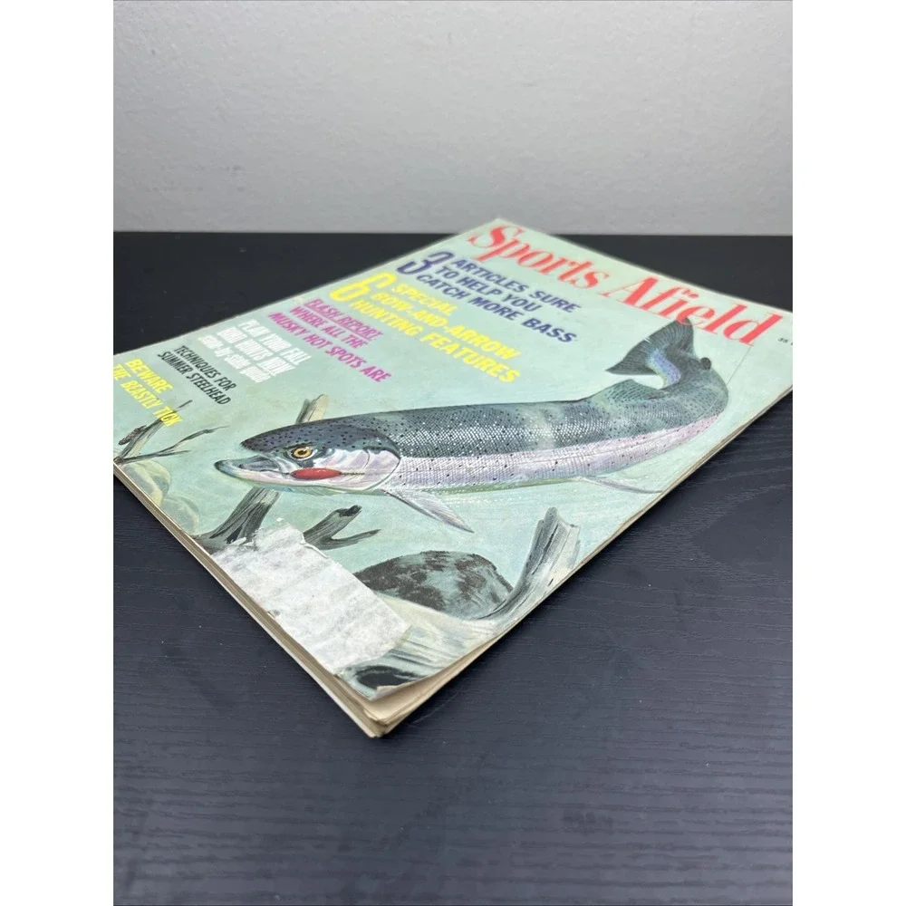 Sports Afield July 1966 Catch More Bass Fishing Cover Vintage Magazine‎